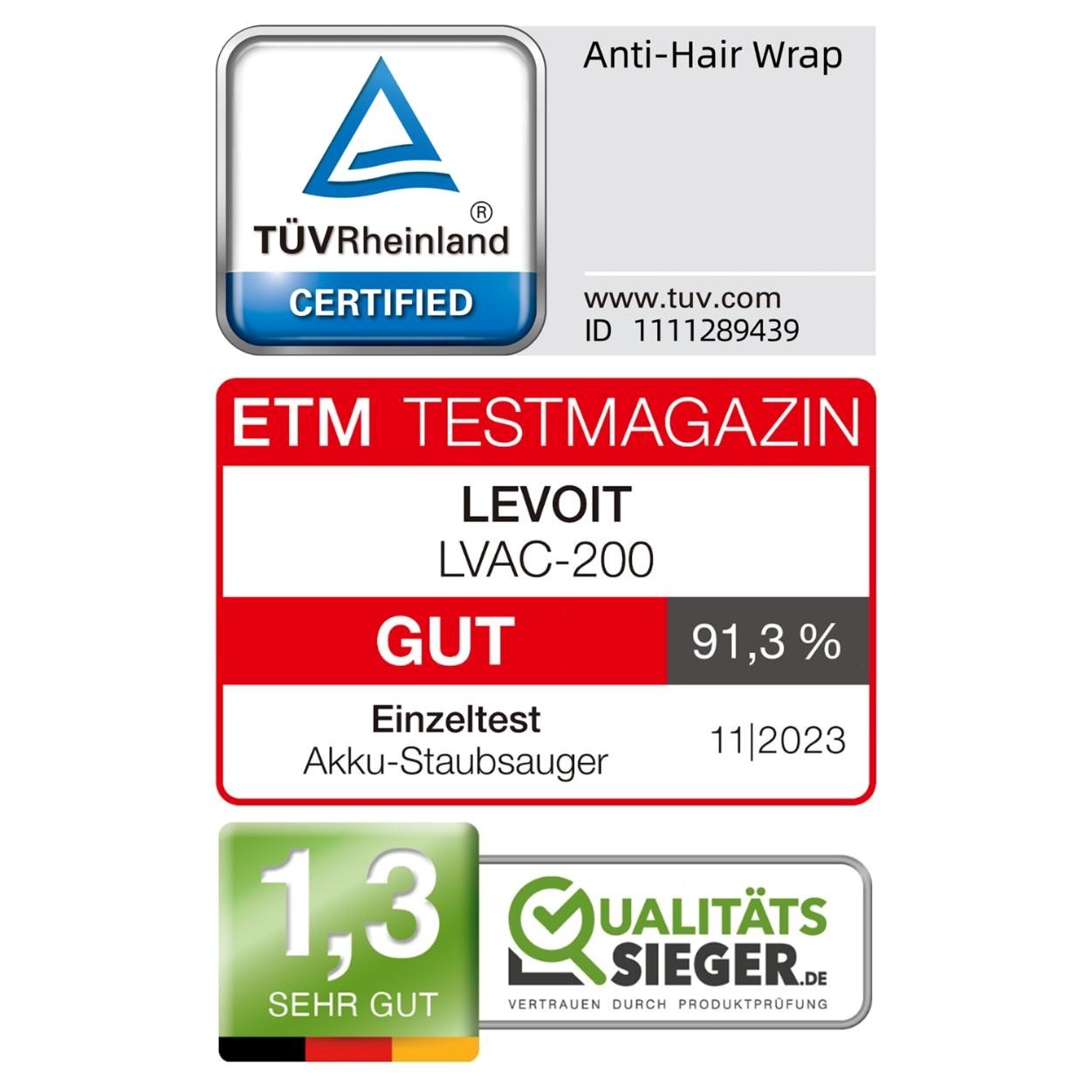 Levoit LVAC-200 4v1 Aku Turbo Cyclone bílý9 