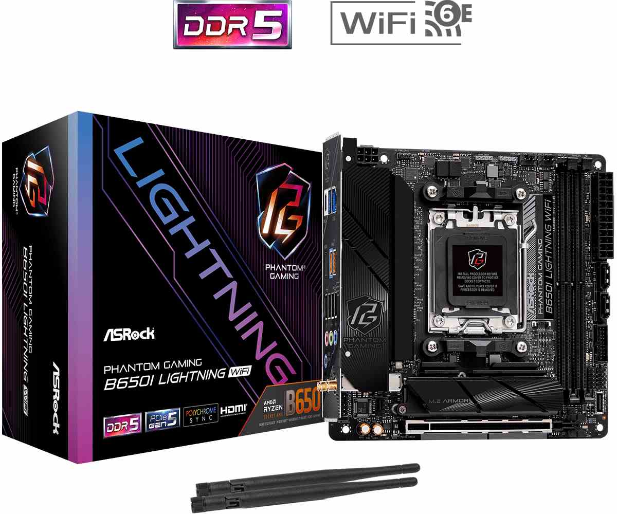 ASRock MB Sc AM5 B650I LIGHTNING WIFI,  AMD B650,  2xDDR5,  1xHDMI,  Mini-ITX2 