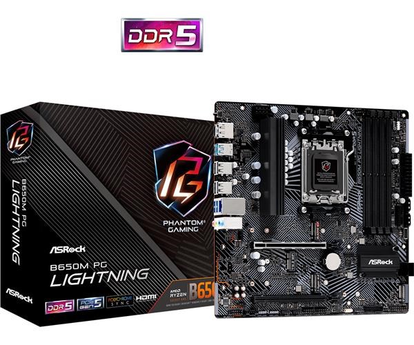 ASRock MB Sc AM5 B650M PG LIGHTNING,  AMD B650,  4xDDR5,  1xDP,  1xHDMI,  mATX1 