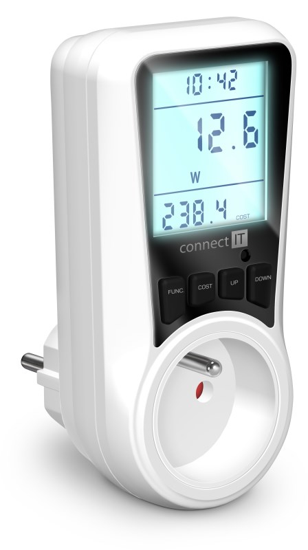 CONNECT IT Digitální měřič PowerMeter Pro,  Měřič spotřeby el. energie,  bílá0 