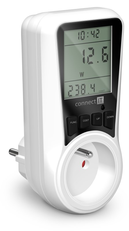 CONNECT IT Digitální měřič PowerMeter Pro,  Měřič spotřeby el. energie,  bílá1 