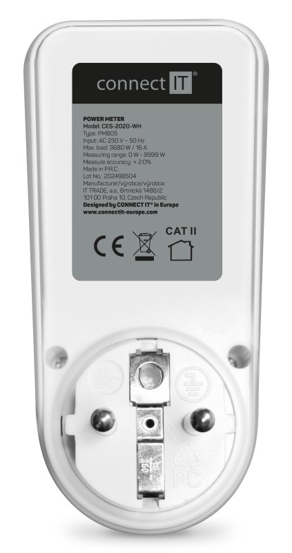 CONNECT IT Digitální měřič PowerMeter Pro,  Měřič spotřeby el. energie,  bílá3 