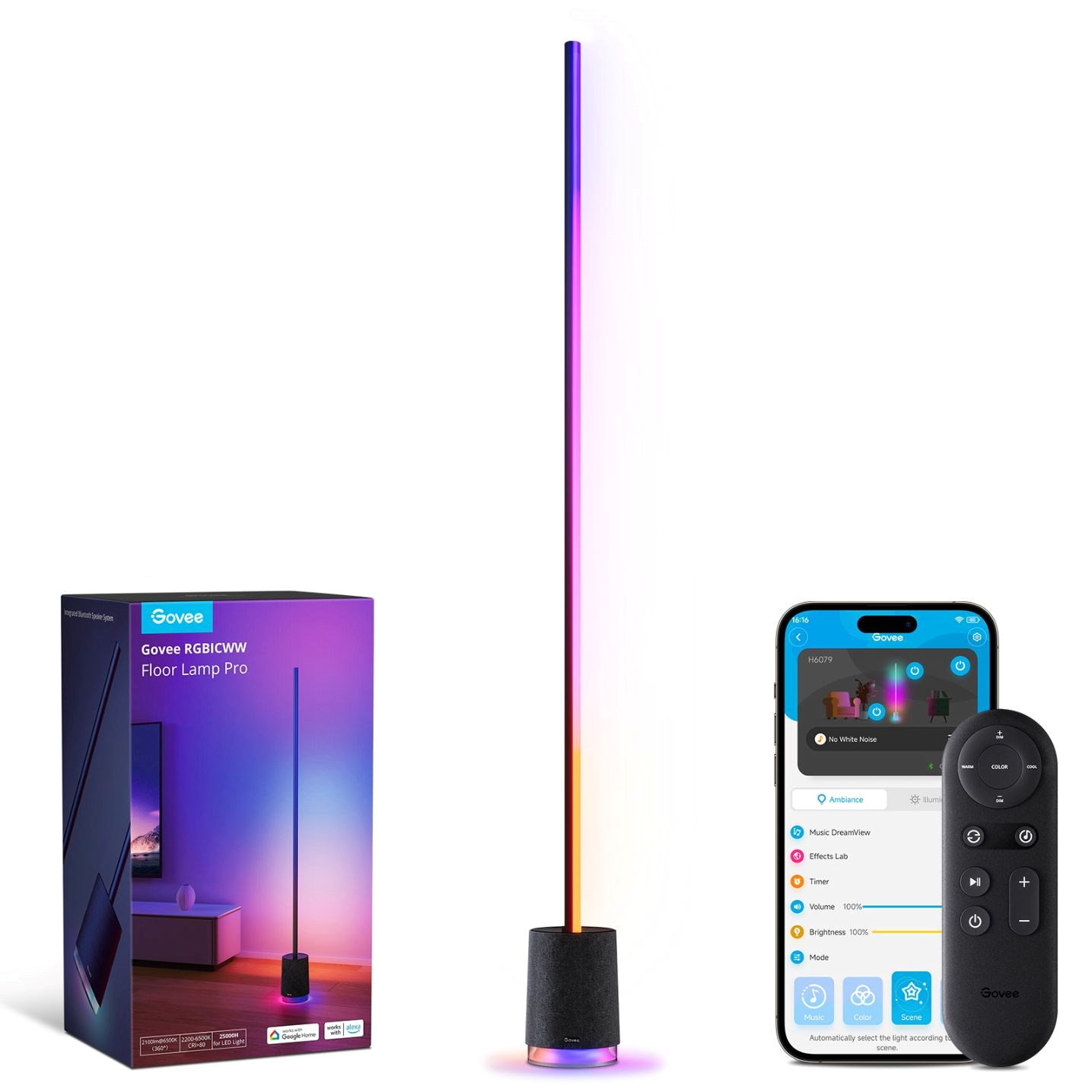 Govee Floor Lamp Pro RGBICWW LED lampa s reproduktorem + ovladač3 