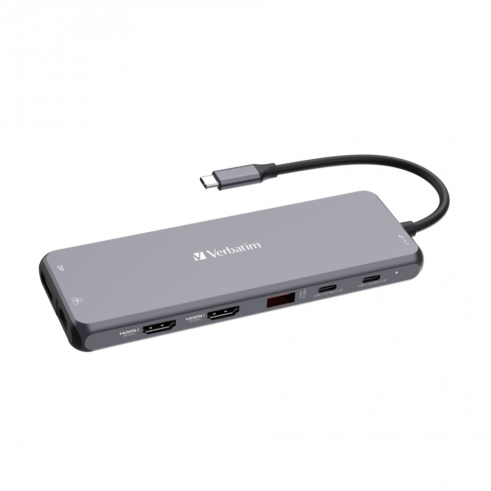 VERBATIM Hub USB-C Pro Multiport 13 Port,  6x USB-A,  2x USB-C,  2x HDMI,  DP,  RJ45,  3.5mm Jack audio,  šedá1 