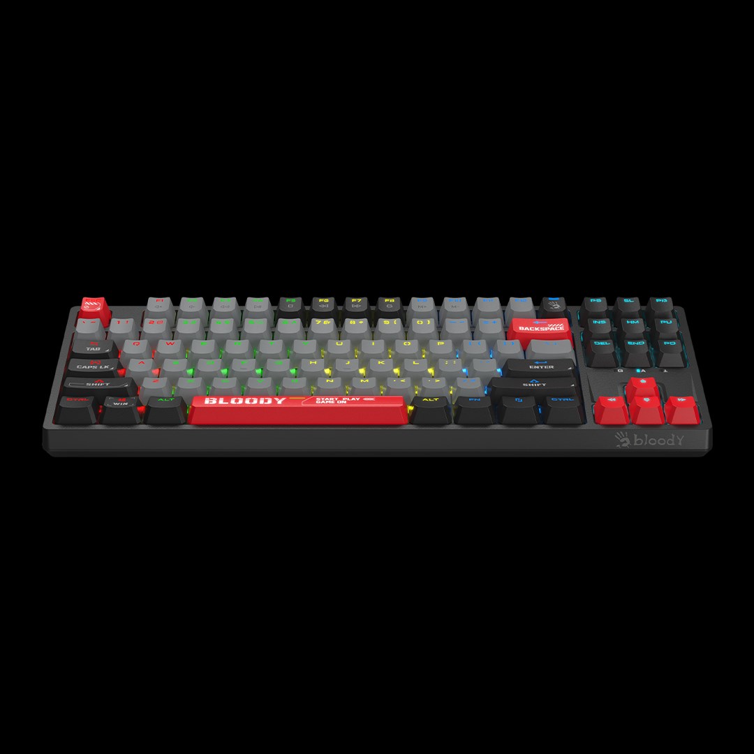 A4tech Bloody Klávesnice S87,  herní klávesnice,  mechanická,  drátová,  Red Switch,  CZ/ SK,  Černá3 