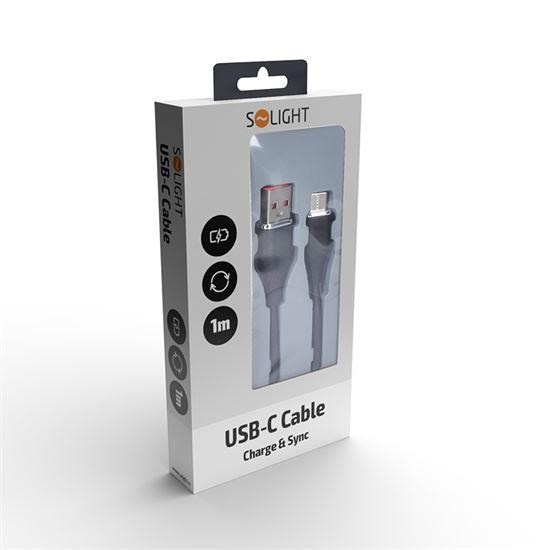 Solight USB-C kabel,  USB 2.0 A konektor - USB-C 3.1 konektor,  silikon,  1m2 