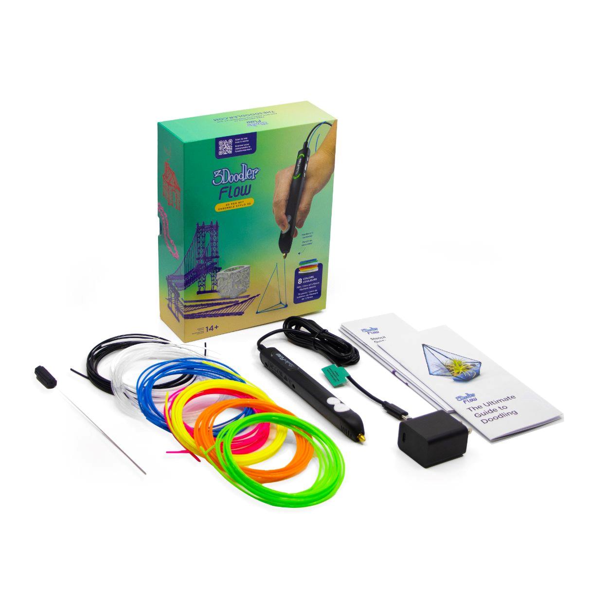 3Doodler 3D pero FLOW + 8 PLA náplní a 3D šablona0 