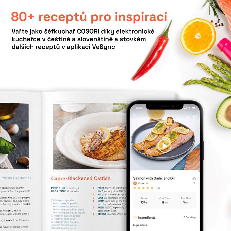 Cosori P651 PREMIUM II Chef edition 6, 2l horkovzdušná fritéza10 