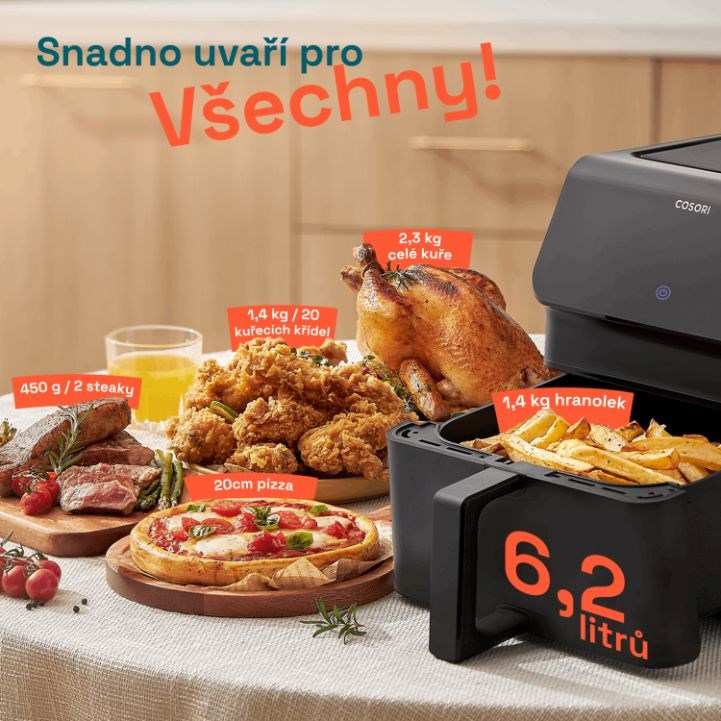 Cosori P651 PREMIUM II Chef edition 6, 2l horkovzdušná fritéza2 
