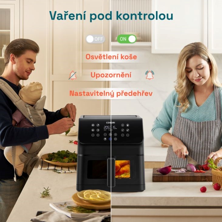 Cosori P653 PREMIUM II Plus Chef edition 6, 2l horkovzdušná fritéza,  černá12 