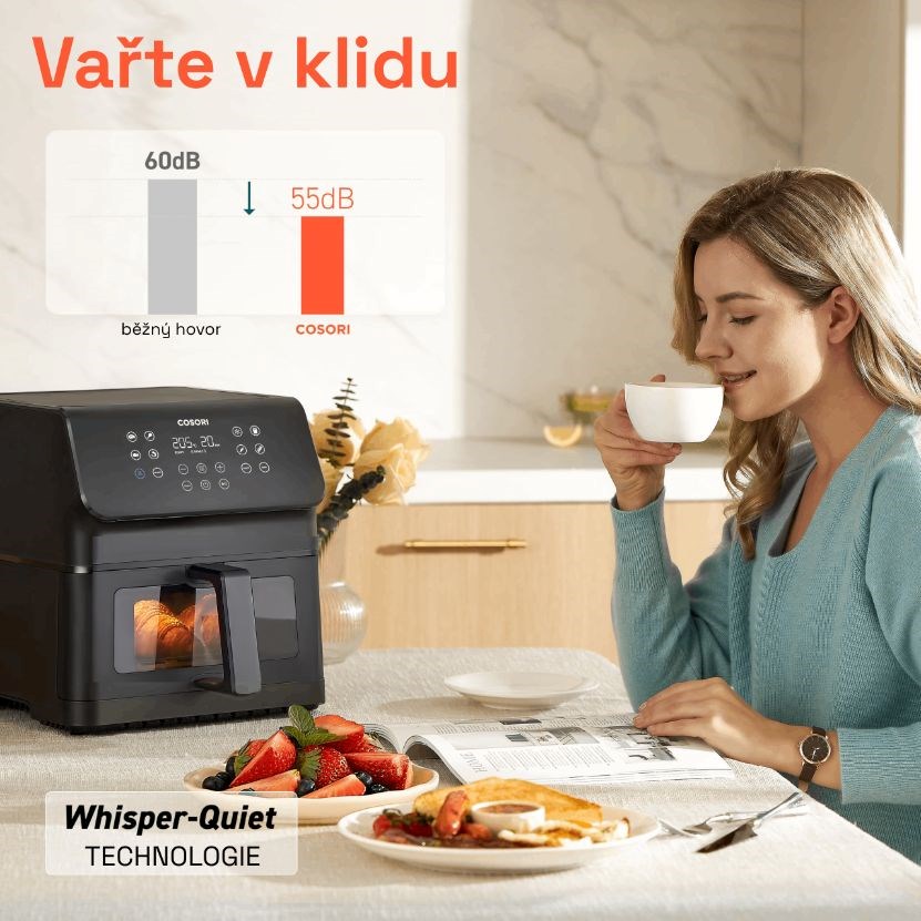 Cosori P653 PREMIUM II Plus Chef edition 6, 2l horkovzdušná fritéza,  černá4 