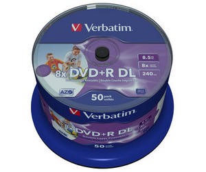 VERBATIM DVD+R(50-pack)DoubleLayer/ Spindle/ 8X/ 8.5 GB/ tlačiteľné/ bez identifikátora0 