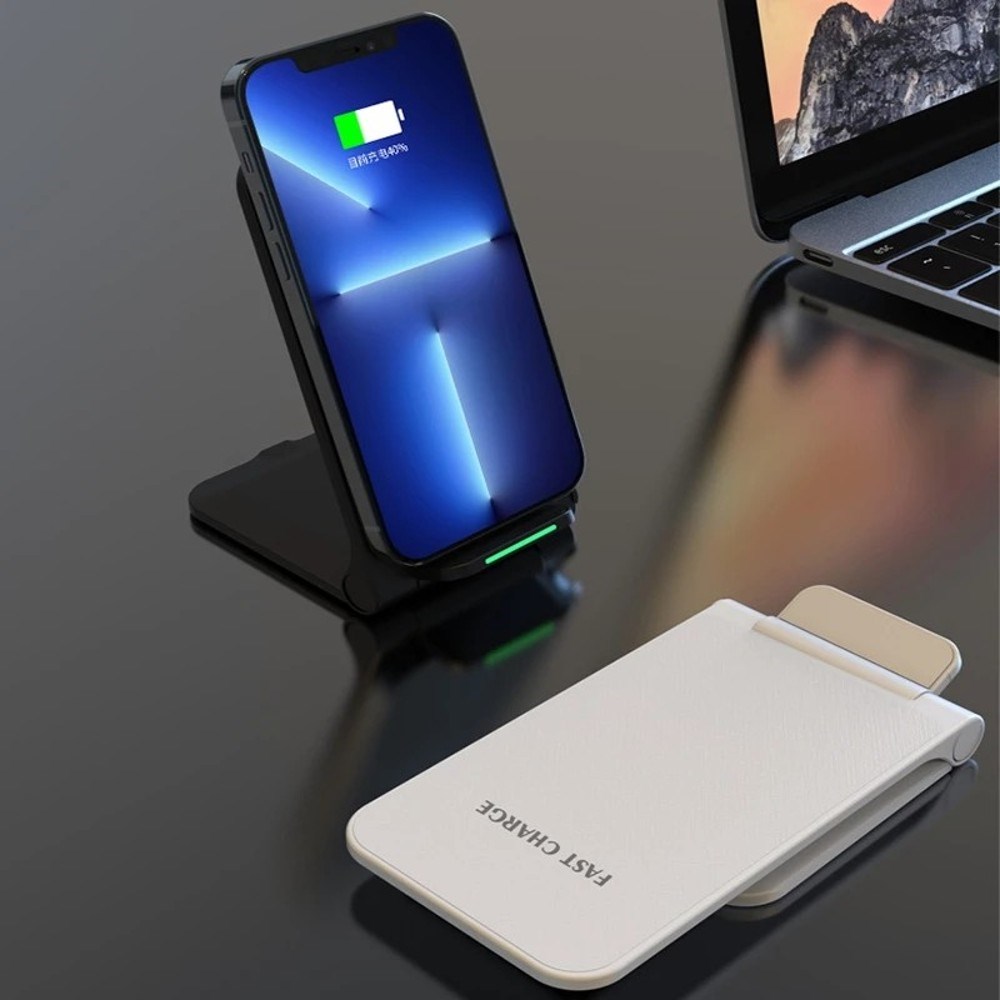 1stCOOL bezdrátová QI nabíječka H18,  skládací stojánek,  USB-C,  bílá3 