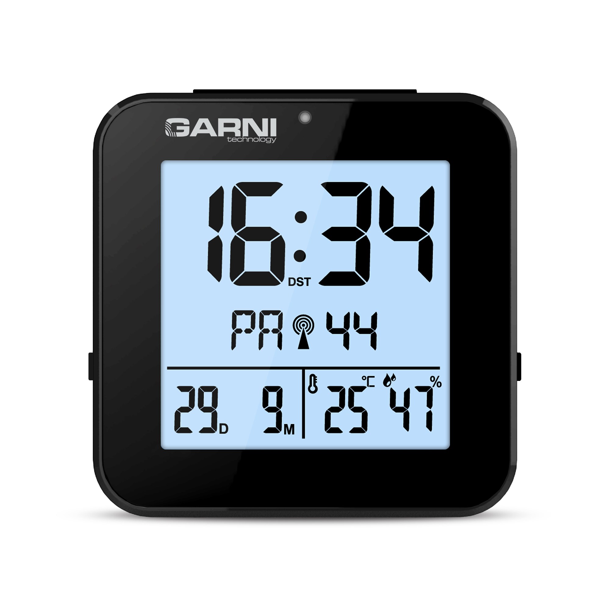 GARNI 138B - digitální budík s teploměrem a vlhkoměrem,  černá1 