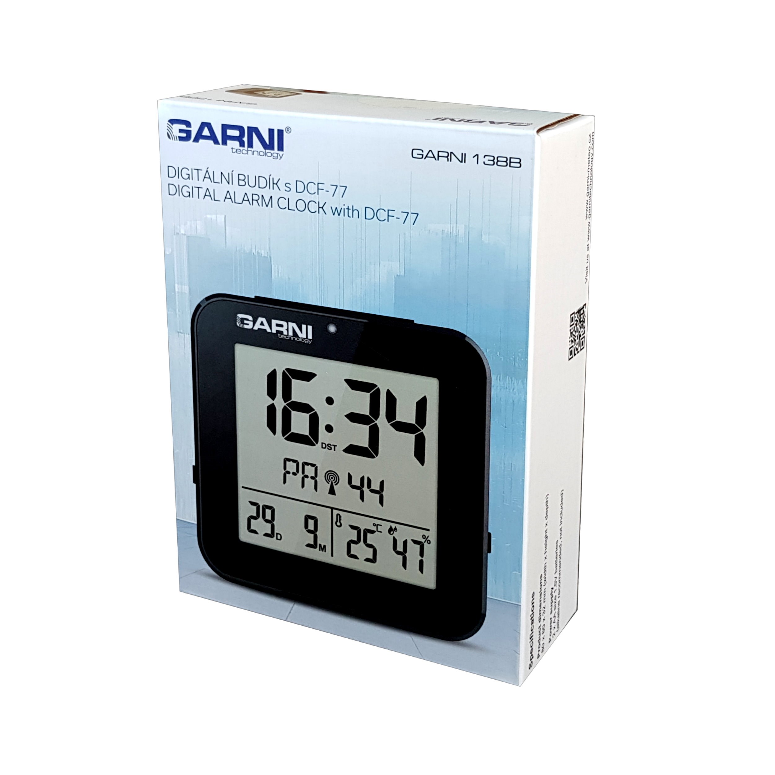 GARNI 138B - digitální budík s teploměrem a vlhkoměrem,  černá5 