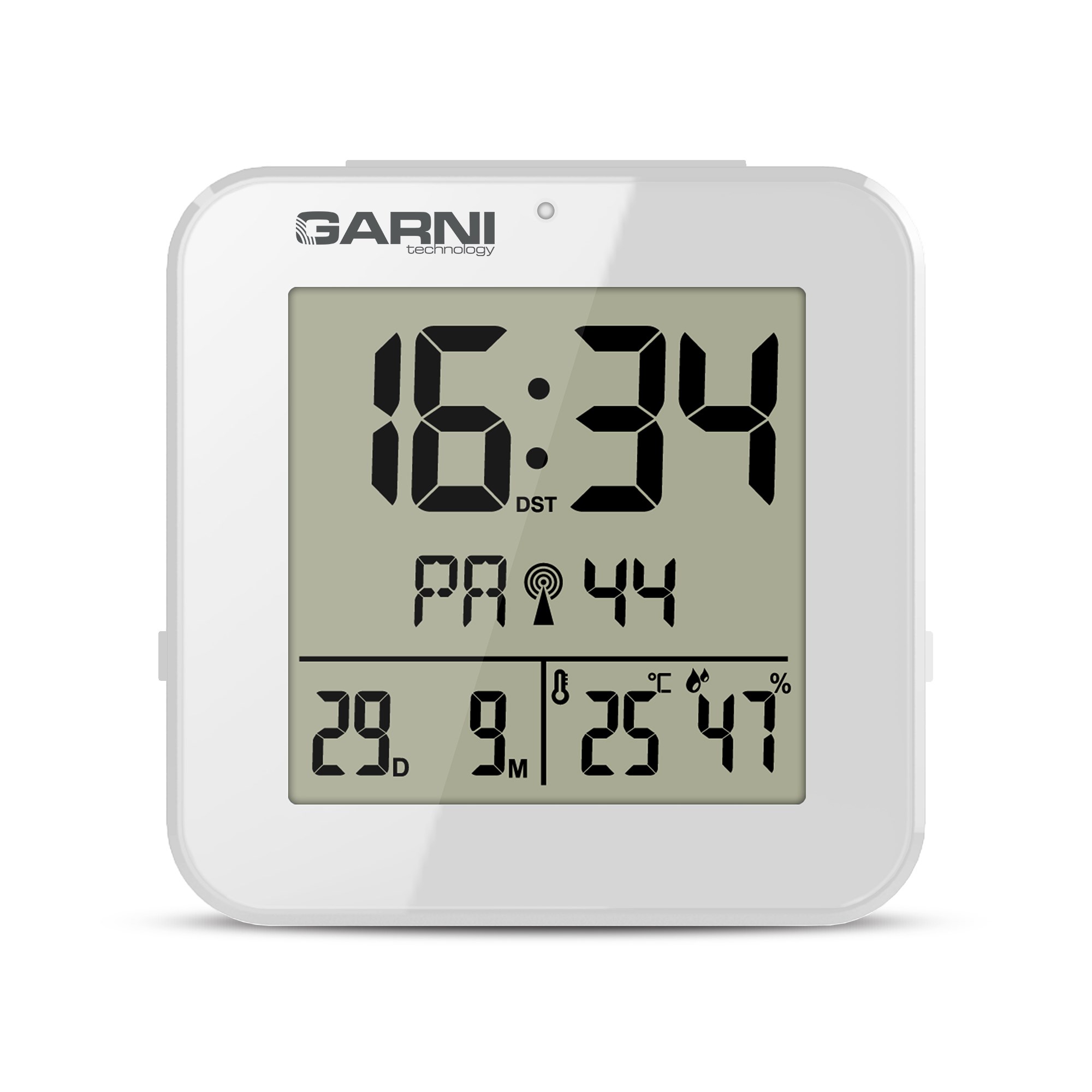GARNI 138W - digitální budík s teploměrem a vlhkoměrem,  bílá0 