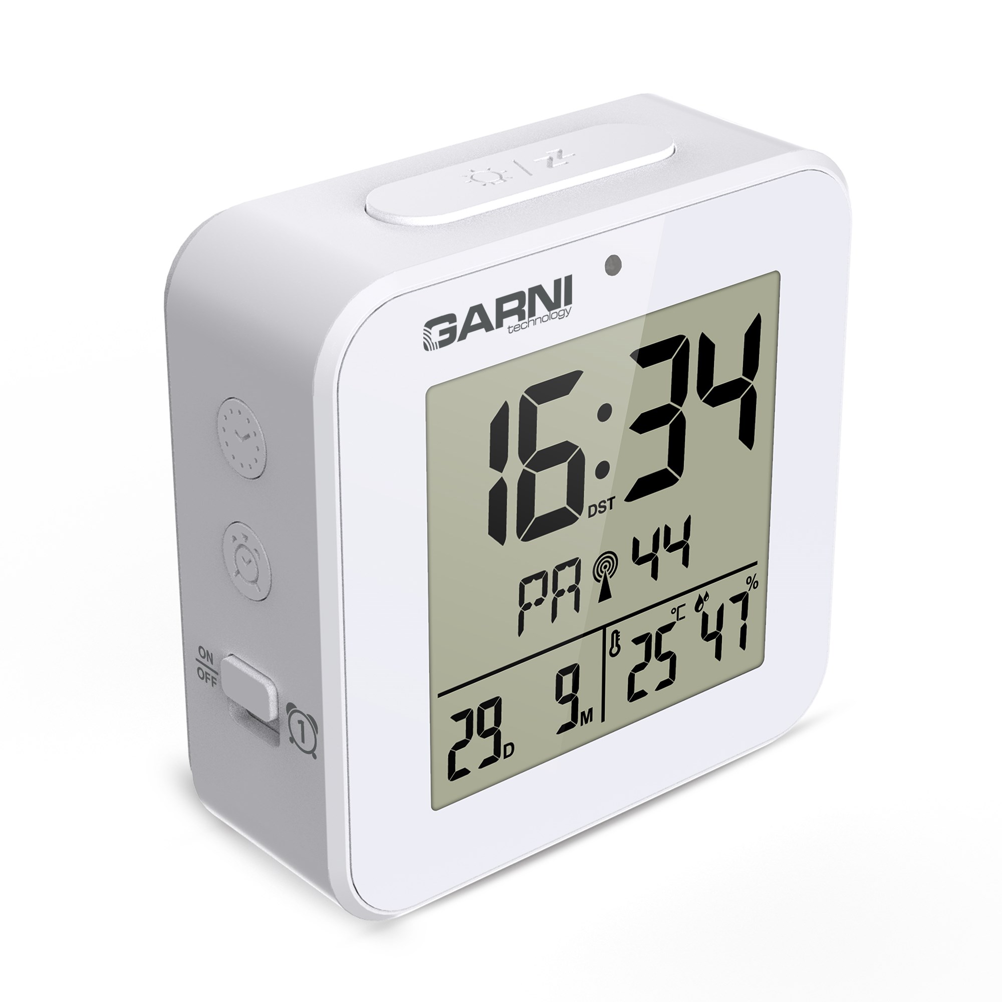 GARNI 138W - digitální budík s teploměrem a vlhkoměrem,  bílá3 