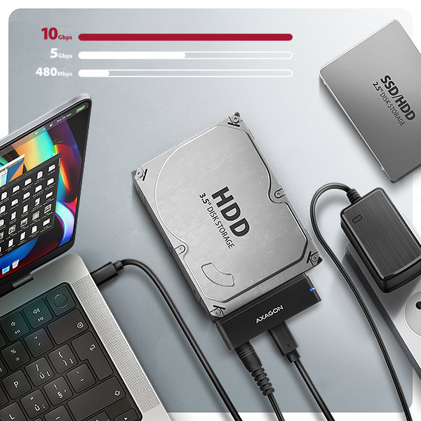 AXAGON ADSA-FPX,  USB-C 10Gbps - SATA 6G,  2.5