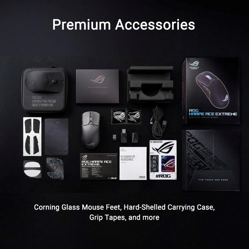 ASUS Herní myš ROG Harpe Ace Extreme,  Bezdrátová BT,  RF 2.4GHz,  černá12 