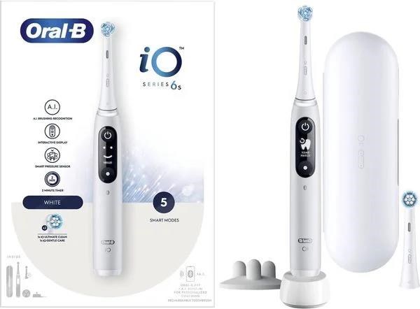 Oral-B iO Series 6s elektrický zubní kartáček,  časovač,  tlakový senzor,  5 programů,  aplikace Oral-B,  bílá1 