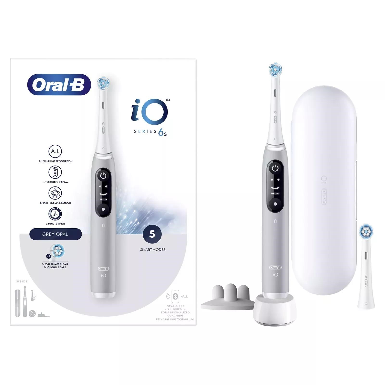 Oral-B iO Series 6s elektrický zubní kartáček,  časovač,  tlakový senzor,  5 programů,  aplikace Oral-B,  šedá1 