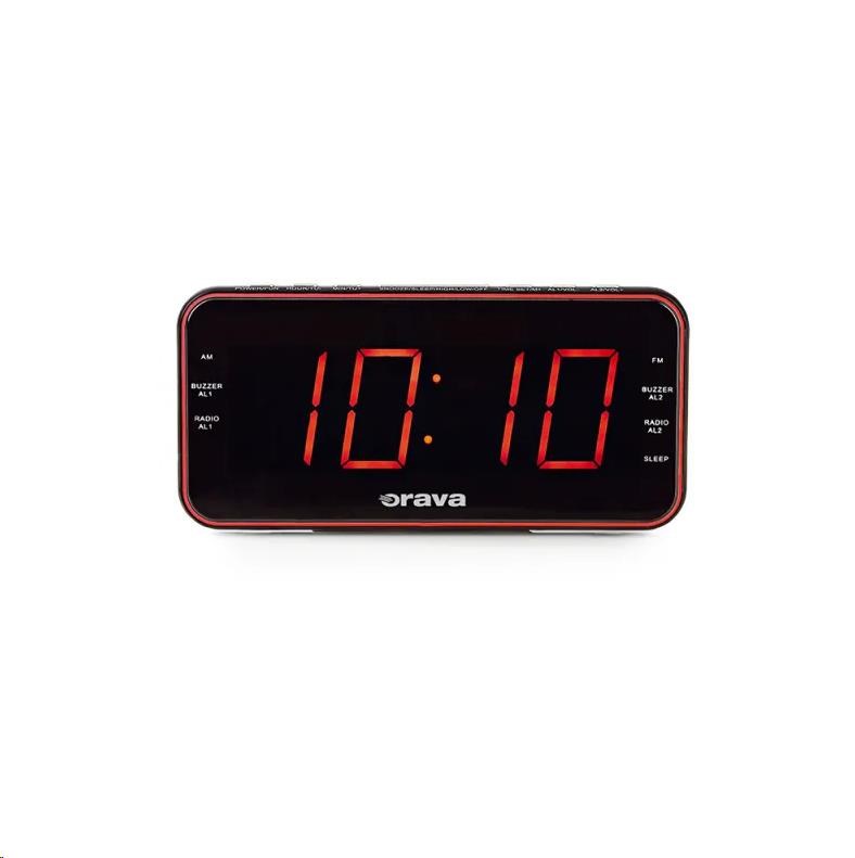 Orava radiobudík s velkým červeným LED displejem,  funkce SNOOZE,  SLEEP,  DIMMER,  nabíjení externího zařízení2 