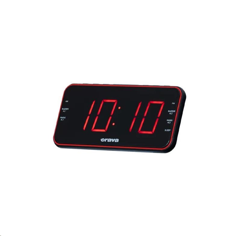 Orava radiobudík s velkým červeným LED displejem,  funkce SNOOZE,  SLEEP,  DIMMER,  nabíjení externího zařízení0 
