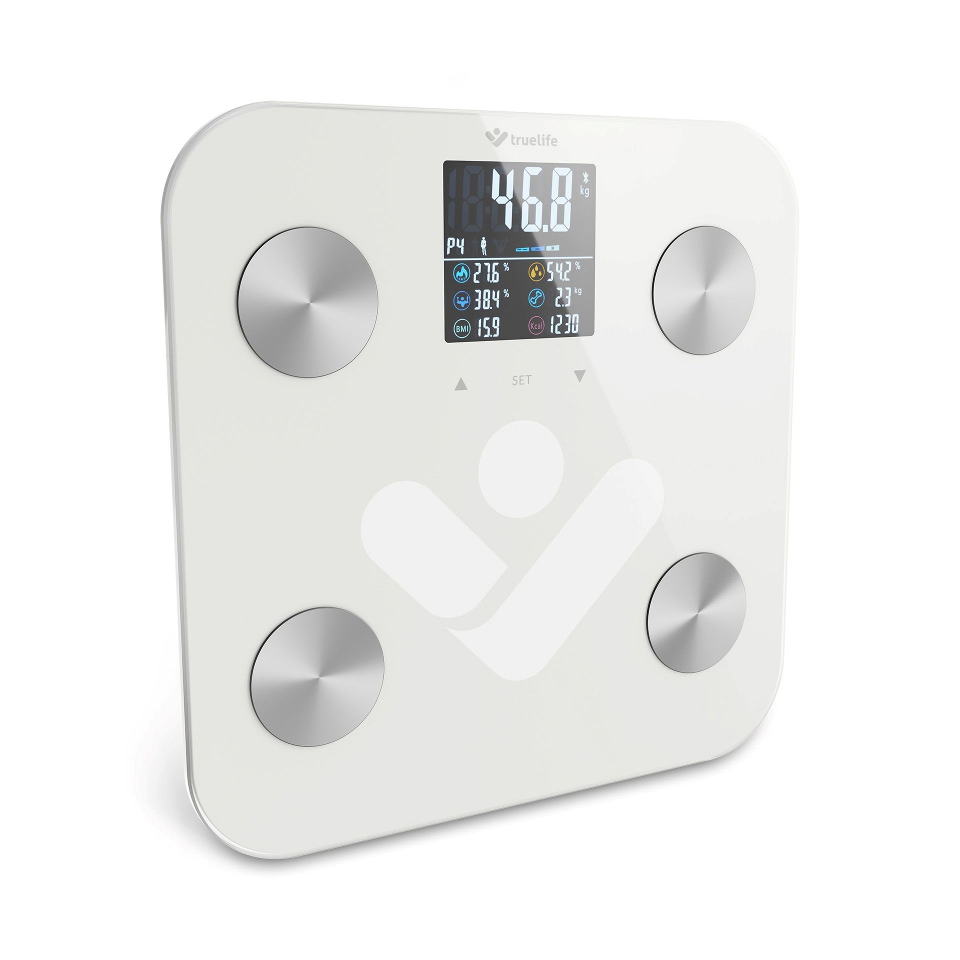 TrueLife FitShape S6 BT - Bioelektrická impedanční bluetooth váha - bílá6 