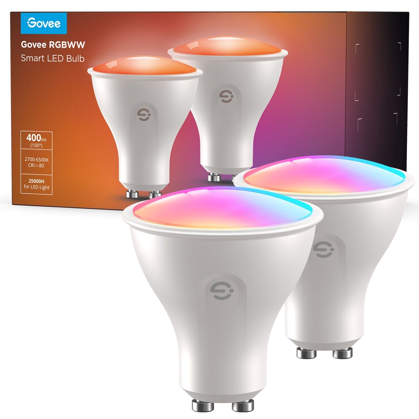 Govee Smart žárovka RGBWW 4, 8W-50W 400lm GU10 Long Life 2ks0 