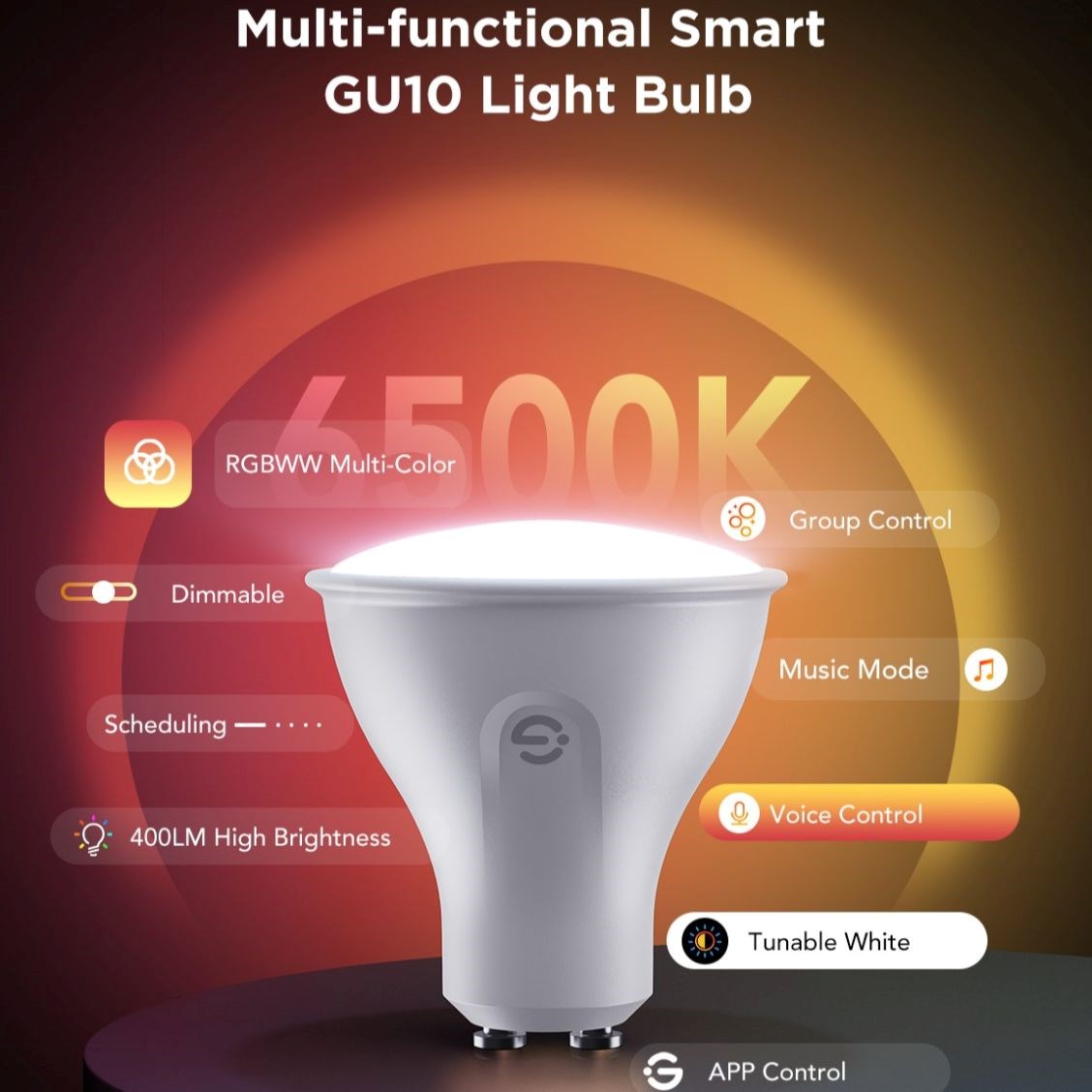 Govee Smart žárovka RGBWW 4, 8W-50W 400lm GU10 Long Life 2ks2 
