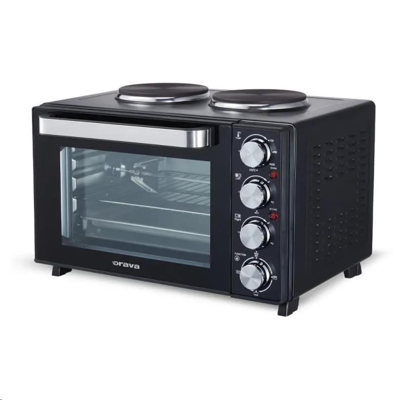 Orava Elektra-X28 elektrická trouba s dvouplotýnkou,  28 L,  2600 W,  grilovací rošt,  černá1 