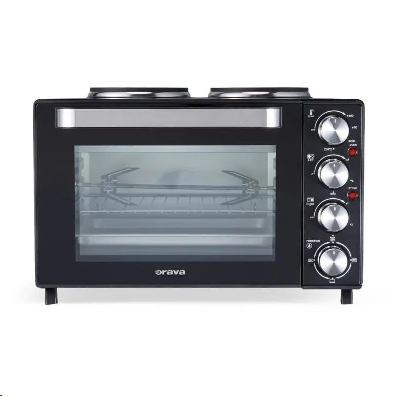 Orava Elektra-X28 elektrická trouba s dvouplotýnkou,  28 L,  2600 W,  grilovací rošt,  černá2 