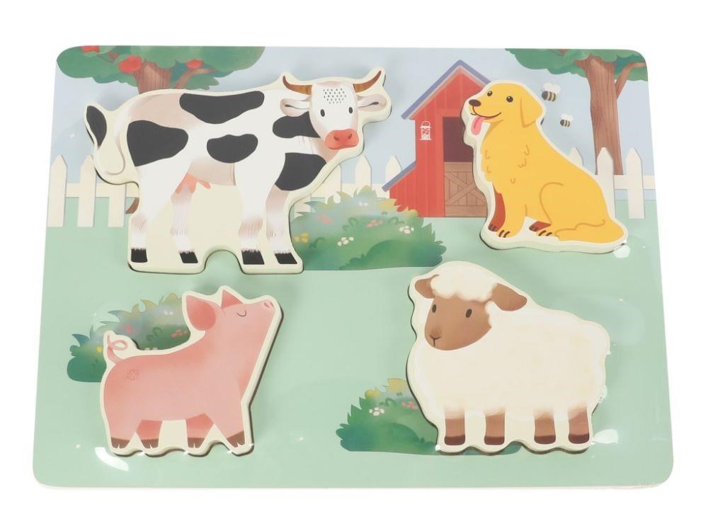 Dřevěné dotykové vkládací puzzle pro děti - Farma0 