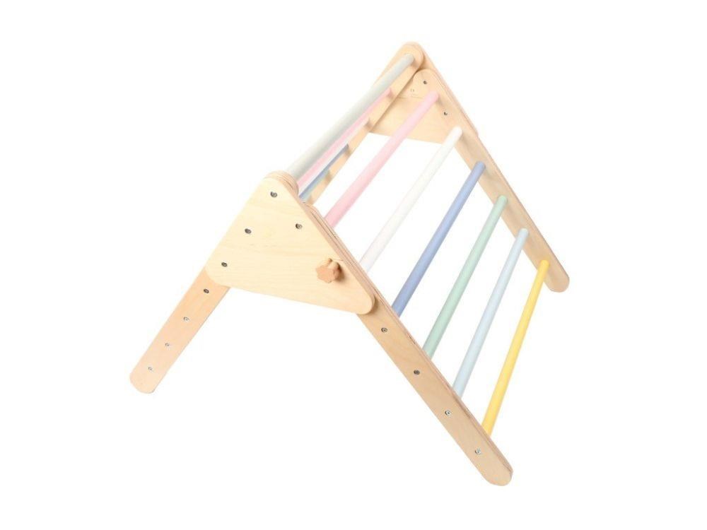 Dřevěný Piklerové trojúhelník set s montessori prknem - pastelový1 