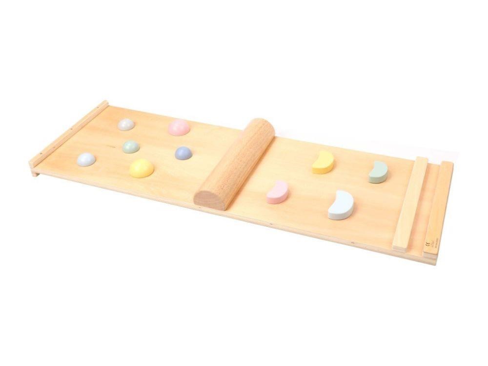 Dřevěný Piklerové trojúhelník set s montessori prknem - pastelový2 