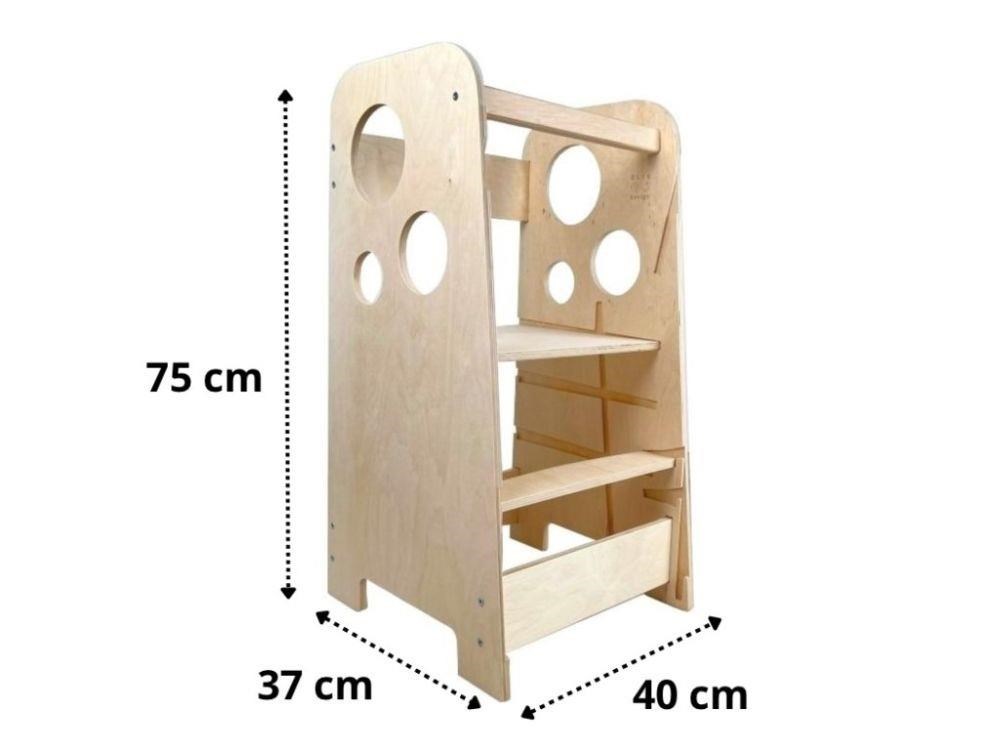 Rostoucí učící věž 3v1 Bublina Max 75 cm,  přírodní (natur)4 