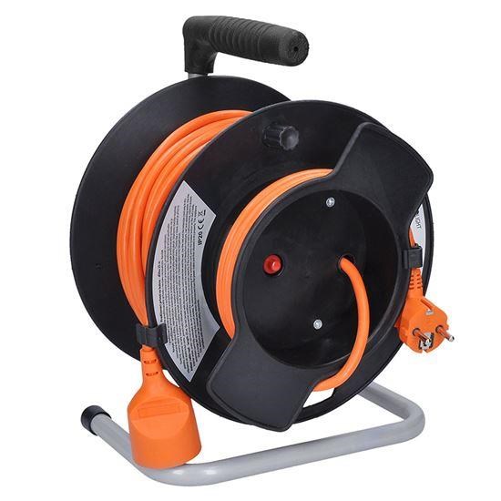 Solight prodlužovací přívod na bubnu,  1 zásuvka,  25m,  oranžový kabel,  3x 1, 5mm20 