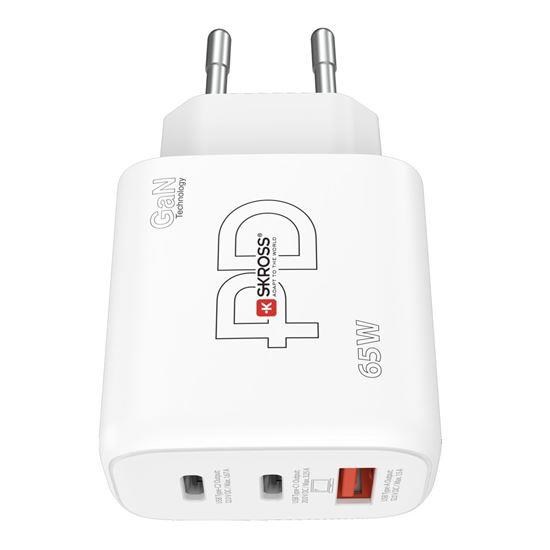 SKROSS USB A+C nabíjecí adaptér Power charger 65W GaN EU,  Power Delivery,  typ C4 