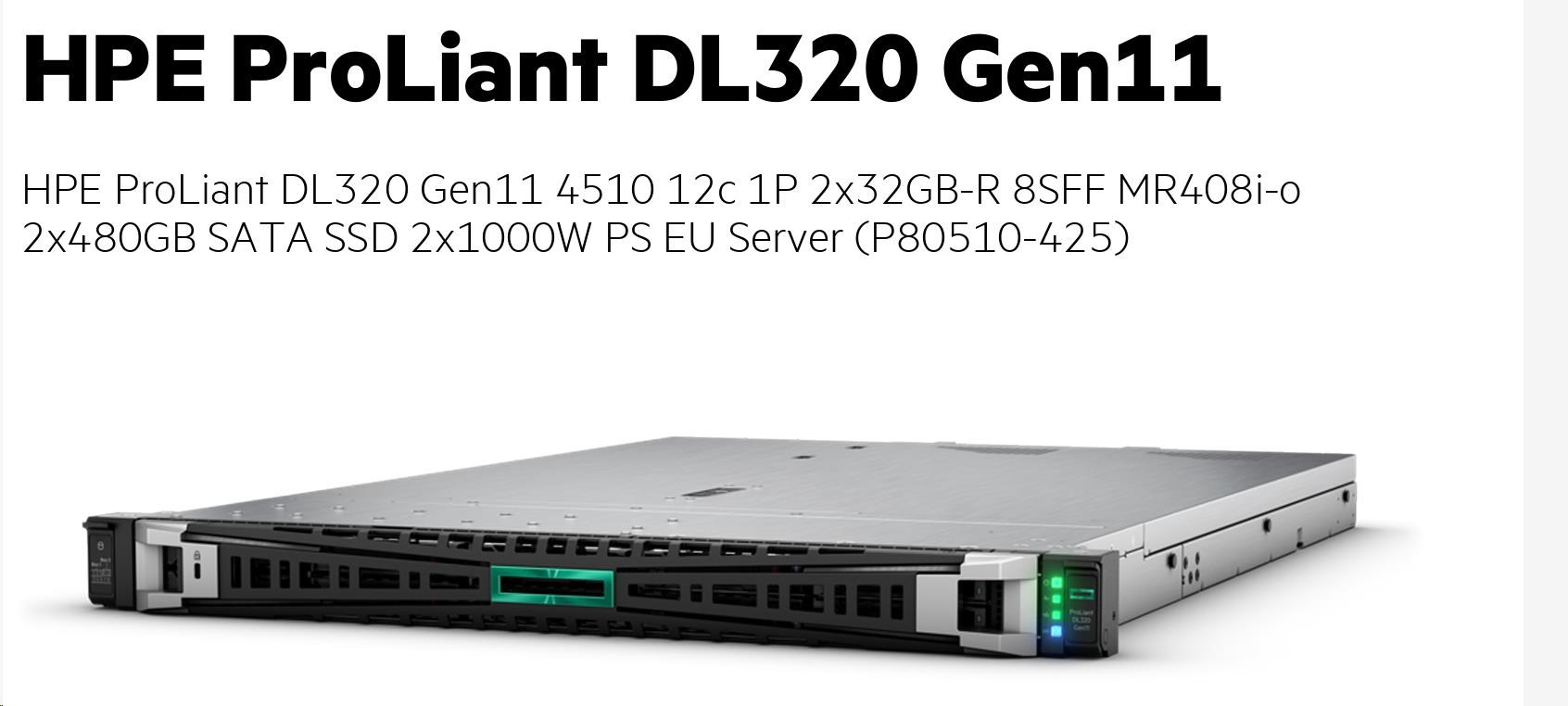 HPE DL320 G11 4510, 64 GB, 2 x 480 GB SDD