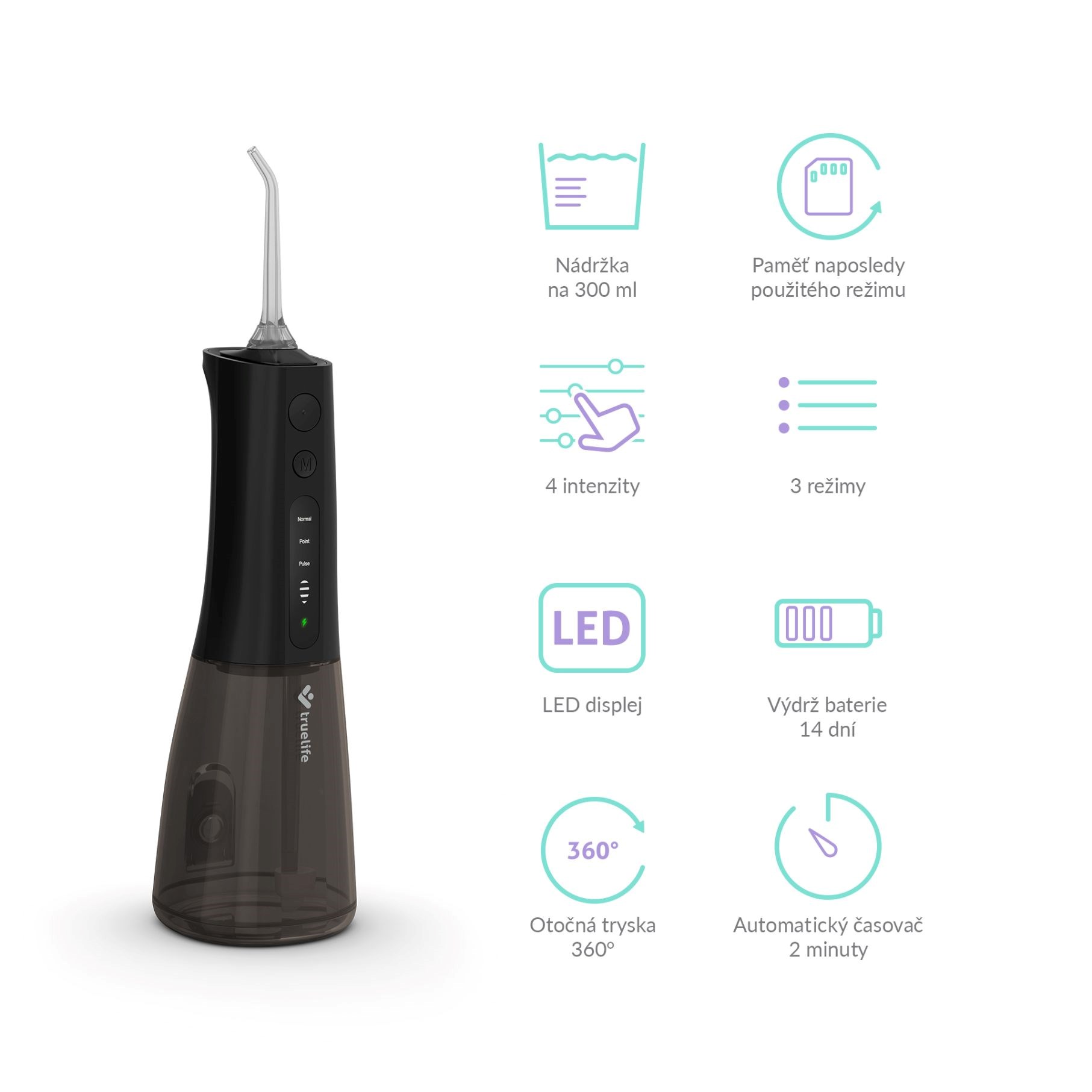 TrueLife AquaFloss Compact L100 Black - ústní sprcha5 
