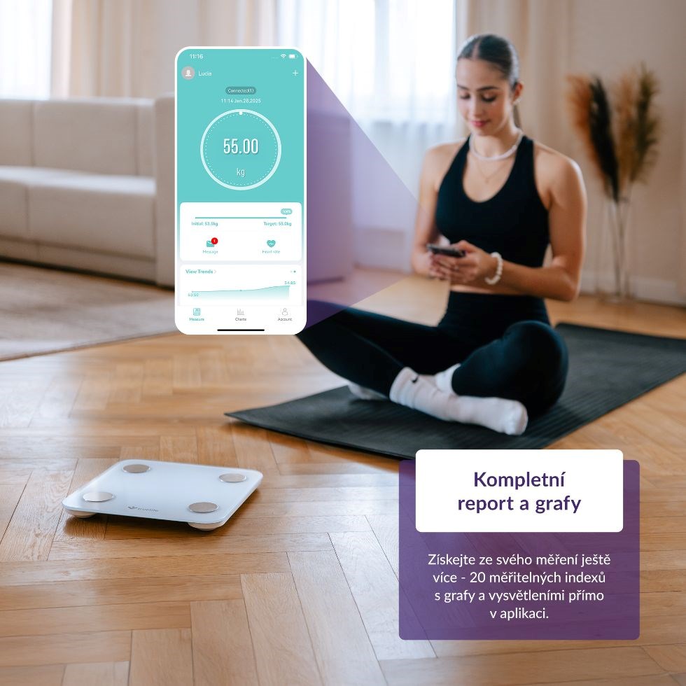 TrueLife FitScale W1 BT White - bioelektrická impedanční bluetooth váha3 
