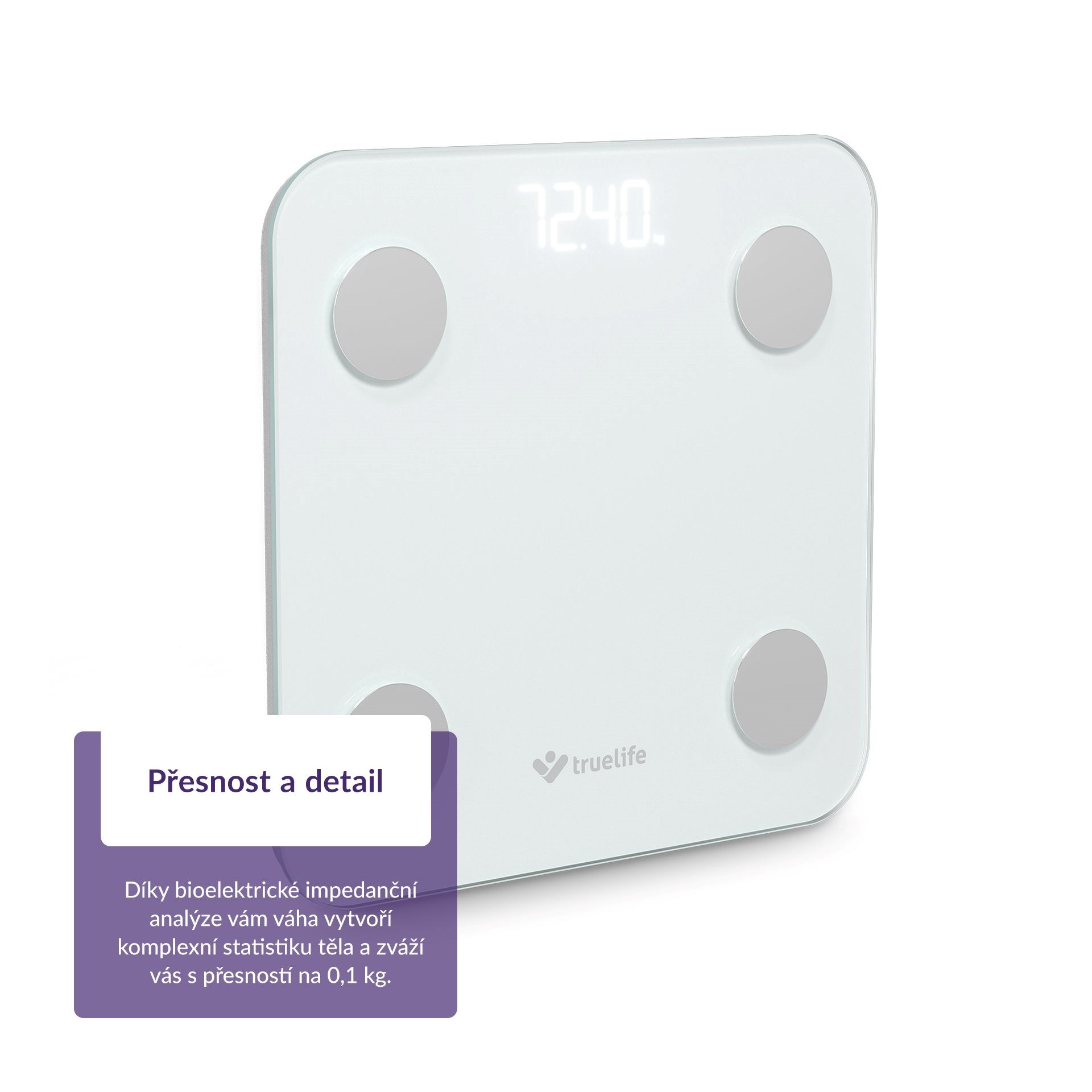 TrueLife FitScale W1 BT White - bioelektrická impedanční bluetooth váha6 