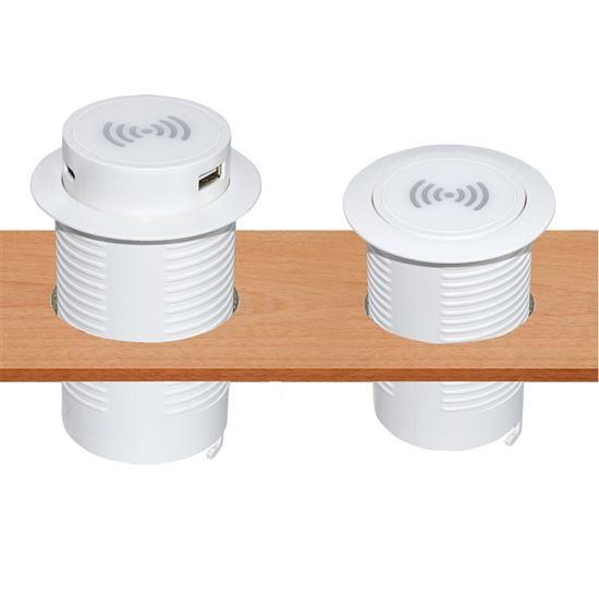Solight bezdrátová 15W + USB A+C 20W PD výsuvná nabíječka,  bílá2 