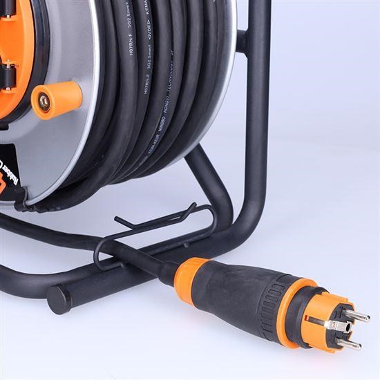 Solight prodlužovací přívod - na kovovém bubnu,  4 zásuvky,  40m kabel guma-neopren,  3x 2, 5mm2,  IP446 
