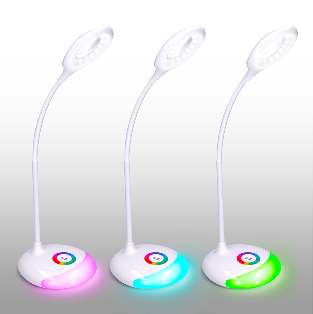 Solight LED stolní lampička nabíjecí,  5W,  RGB podsvícení,  stmívatelná,  USB napájení6 