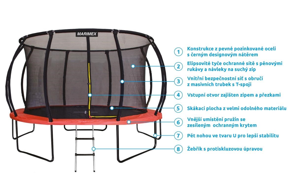 Marimex Premium trampolína 457 cm + vnitřní ochranná síť + schůdky ZDARMA1 