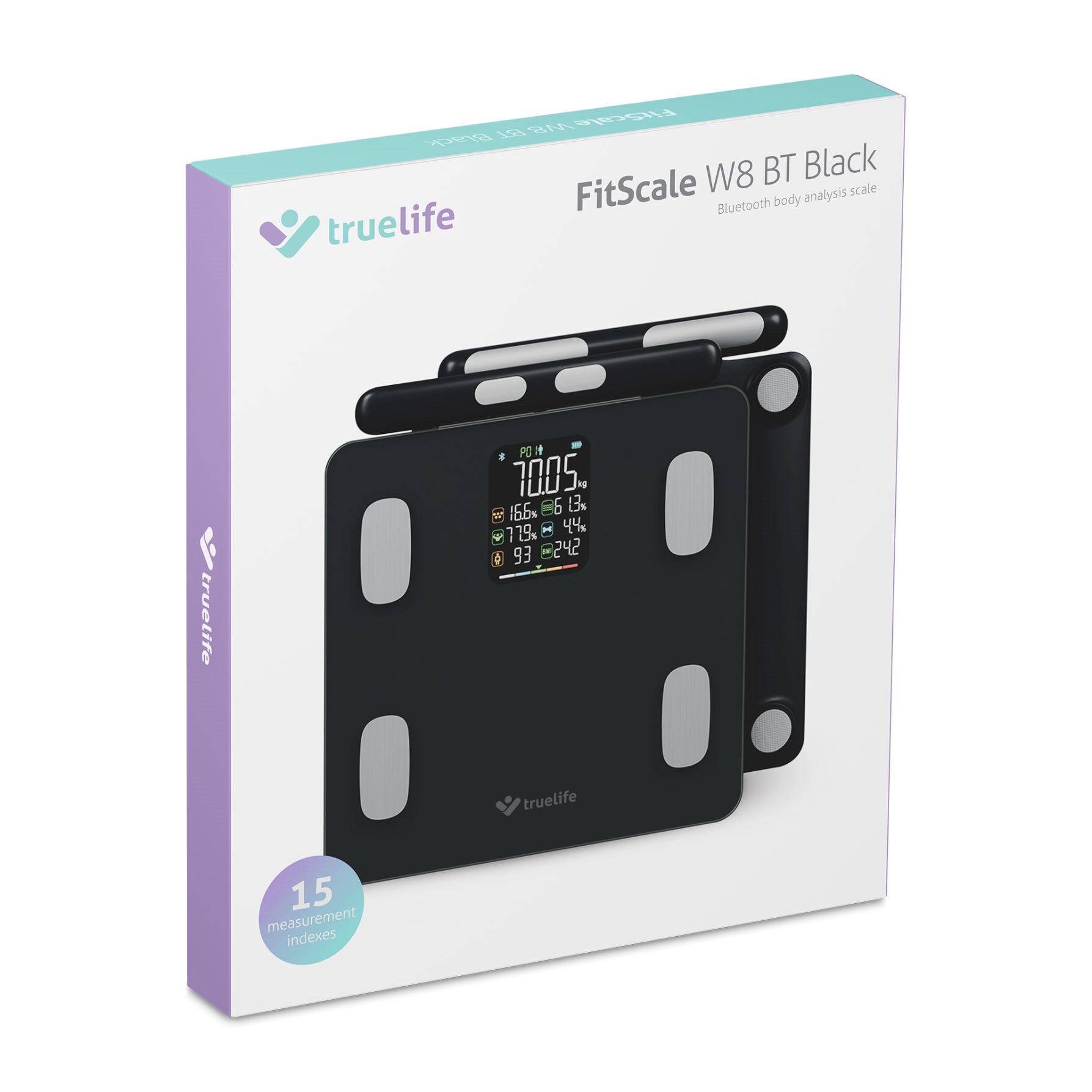 TrueLife FitScale W8 BT Black - osobní diagnostická bluetooth váha10 