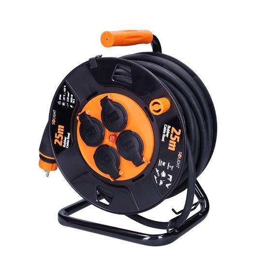 Solight 4z prodlužovací přívod - na bubnu,  25m guma H07RN-F,  3x 2, 5mm2,  IP446 