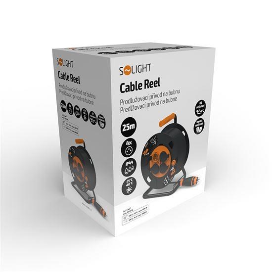 Solight 4z prodlužovací přívod - na bubnu,  25m guma H07RN-F,  3x 2, 5mm2,  IP440 