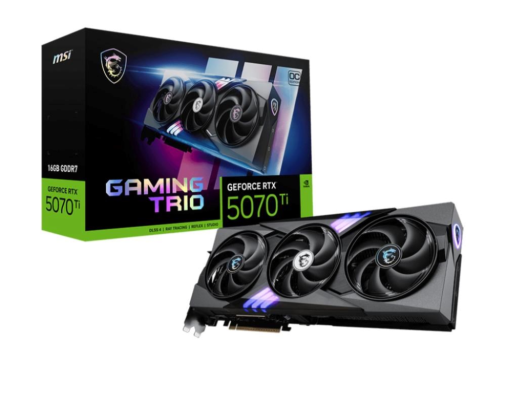 MSI VGA NVIDIA GeForce RTX 5070 Ti 16G GAMING TRIO OC,  RTX 5070 Ti,  16GB GDDR7,  3xDP,  1xHDMI0 